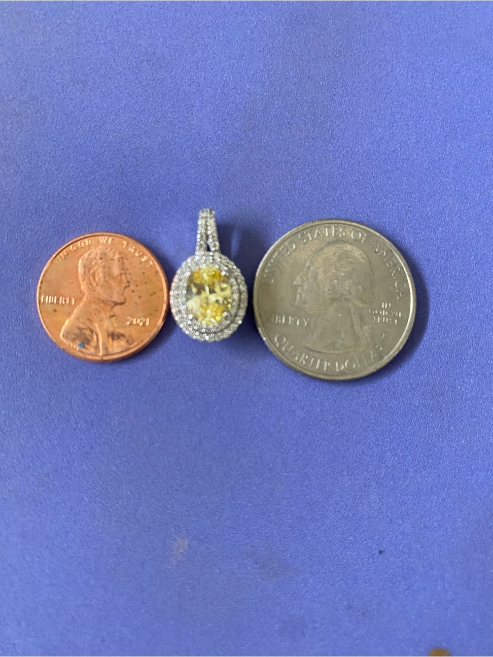 LaFonn Canary Yellow Citrine & Simulated Diamonds Vermeil Pendant - Picture 3 of 5